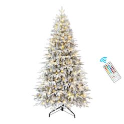 Flocked Aspen Layered Noble Fir Artificial Christmas Tree with RGB Lights