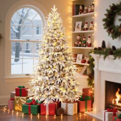Alternative view of Flocked Aspen Layered Noble Fir Artificial Christmas Tree with RGB Lights