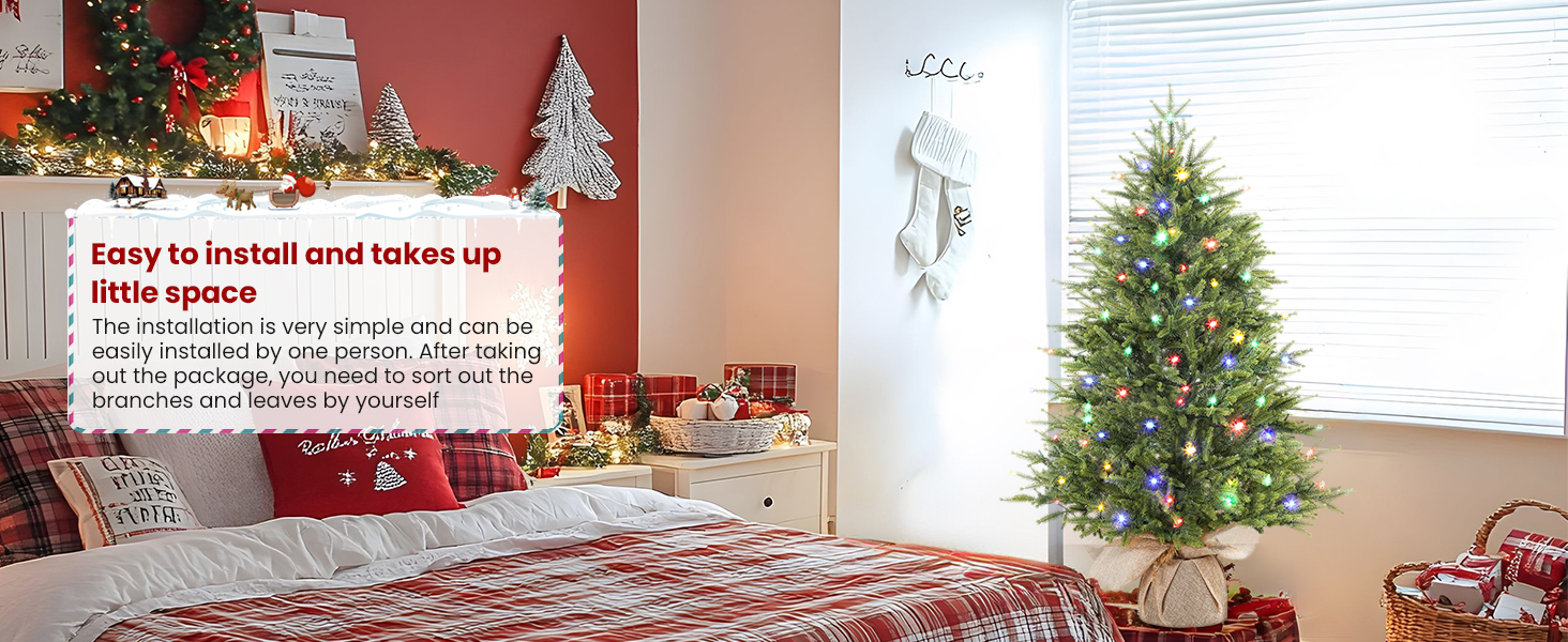 small christmas tree with lights