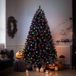 Alternative view of 6ft Prelit Artificial Black Christmas Tree with 330 LED Multi-Color Lights and Remote