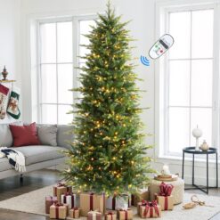8ft Aspen Slim Noble Fir Christmas Trees with Multi Color Lights