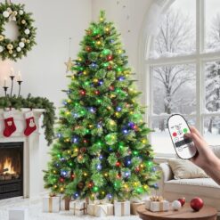 Alternative view of Pre-lit Carolina Pine Artificial Christmas Trees with 2 in 1 Multi-Color LED Lights and Remote