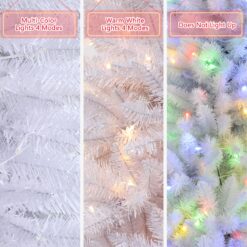 Alternative view of 6ft Prelit White Artificial Slim Pencil Christmas Tree with Warm White & Multi-Color Lights and Remote