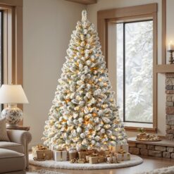 Alternative view of 4ft Pre-lit Flocked Spruce Artificial Christmas Tree with 170 Multi-Color Lights and 414 Branchs