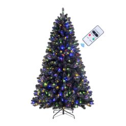 Alternative view of 4ft Black Artificial Christmas Tree with LED Color-Changing Lights and Remote