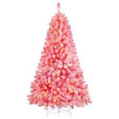 Alternative view of 6ft Prelit 250 Warm White Lights Pink Flocked Spruce Artificial Christmas Trees