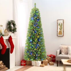 Alternative view of Pencil Spruce Artificial Christmas Tree with Multi-Color LED Lights and Remote