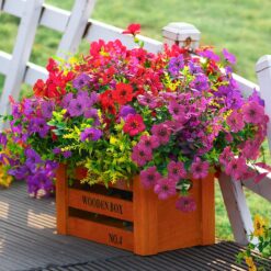 24 Bundles Artificial Faux UV Resistant Eucalyptus Violets Flowers(Mix 4 Colors)