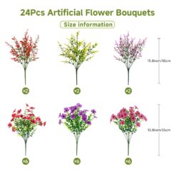 Alternative view of 24 Bundles Artificial Faux UV Resistant Eucalyptus Violets Flowers(Mix 4 Colors)