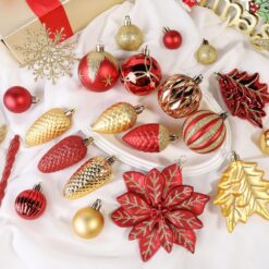 Alternative view of 106pcs Christmas Shatterproof Plastic Balls Ornaments Set Red & Gold